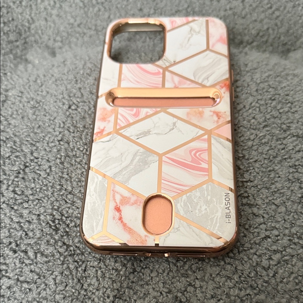 Pink Marble Phone Case with Gold Accents
